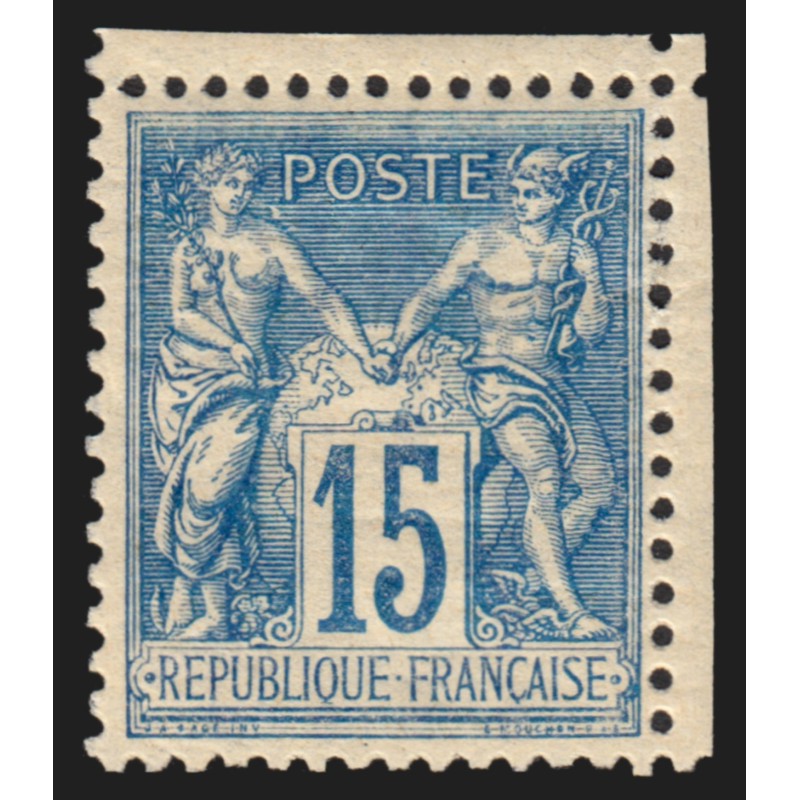 n°101, Sage 15c bleu, papier quadrillé, neuf ** sans charnière - SUPERBE