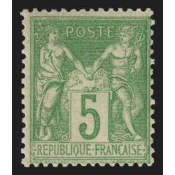 n°102, Sage 5c vert-jaune, Type I (N sous B), neuf ** sans charnière - TB
