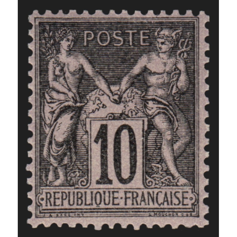 n°103, Sage 10c noir sur lilas, Type I (N sous B), neuf ** sans charnière - TB