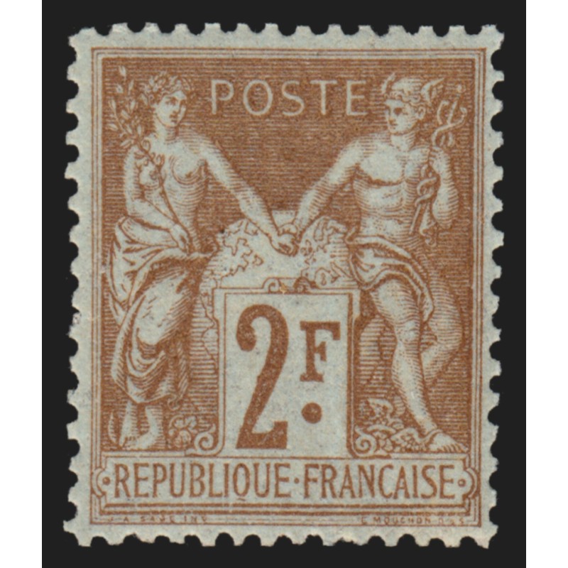 n°105, Sage 2fr bistre, neuf ** sans charnière, signé ROUMET et JF.BRUN - TB n°105, Sage 2fr bistre, neuf ** sans charnière, signé ROUMET et JF.BRUN - TB