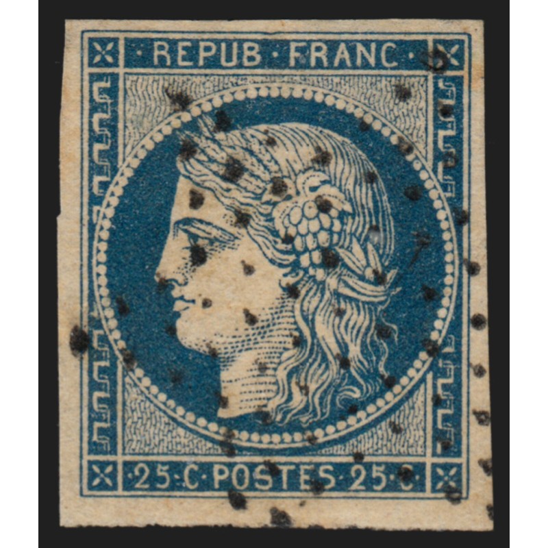 n°4b, Cérès 1850, 25c bleu-sur-jaune, oblitéré étoile de Paris - TB n°4b, Cérès 1850, 25c bleu-sur-jaune, oblitéré étoile de Paris - TB