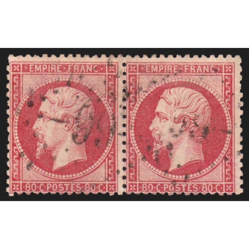 n°24, paire, Napoléon 80c rose, oblitéré losange Gros Chiffres - B/TB
