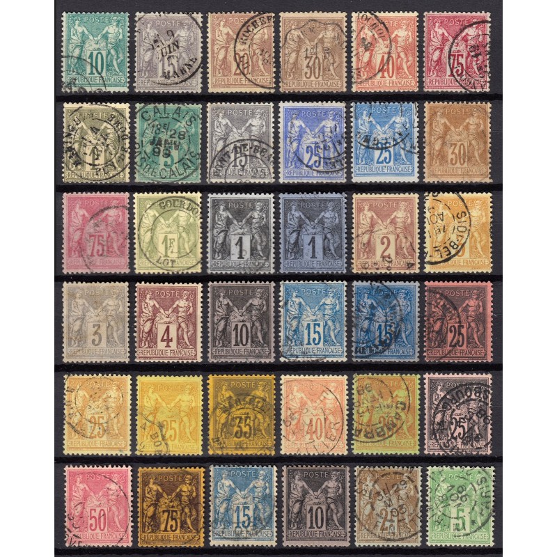 France 1876/1890 - Très belle collection de type Sage COTE 675€ - TB 1er choix France 1876/1890 - Très belle collection de type Sage COTE 675€ - TB 1er choix