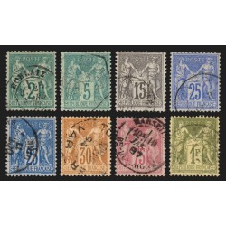 n°74/82 (sauf n°76), Sage 1876, série complète Type II, oblitérés - TB D'ASPECT