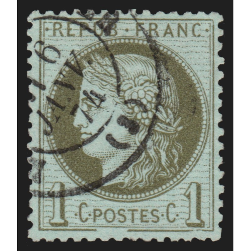 n°50b, variété "trait inférieur du cadre brisé", Cérès 1c vert-olive - TB n°50b, variété "trait inférieur du cadre brisé", Cérès 1c vert-olive - TB