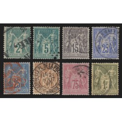 n°74/82 (sauf n°76), Sage 1876, série complète Type II, oblitérés, avec défauts