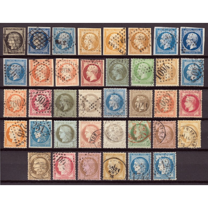 France 1849/1875 Superbe collection timbres Napoléon Cérès 1er choix COTE 975€