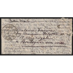 Ballon monté "Le Jules Favre" ou "Le Jean Bart", 13/OCT./1870 pour Boulogne