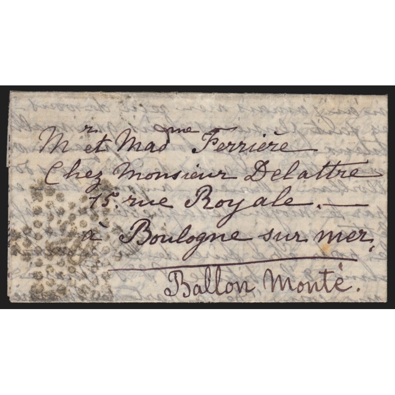 Ballon monté "Le Duquesne", 5/JANV./1871 sur lettre pour Boulogne-sur-Mer - TB Ballon monté "Le Duquesne", 5/JANV./1871 sur lettre pour Boulogne-sur-Mer - TB
