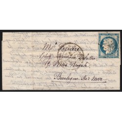 Ballon monté "La Poste de Paris", 16/JANV./1871 lettre pour Boulogne-sur-Mer TB