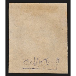 n°4b, Cérès 1850, 25c bleu sur jaune, oblitéré grille noire - TB