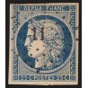 n°4, Cérès 25c bleu, oblitéré PC 11 AHUN Creuse, indice 8 - B/TB