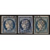 n°4, Cérès 1850, 25c bleu, en 3 nuances de couleurs différentes - TB D'ASPECT
