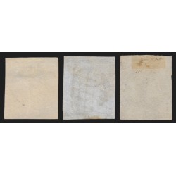 n°4, Cérès 1850, 25c bleu, en 3 nuances de couleurs différentes - TB D'ASPECT
