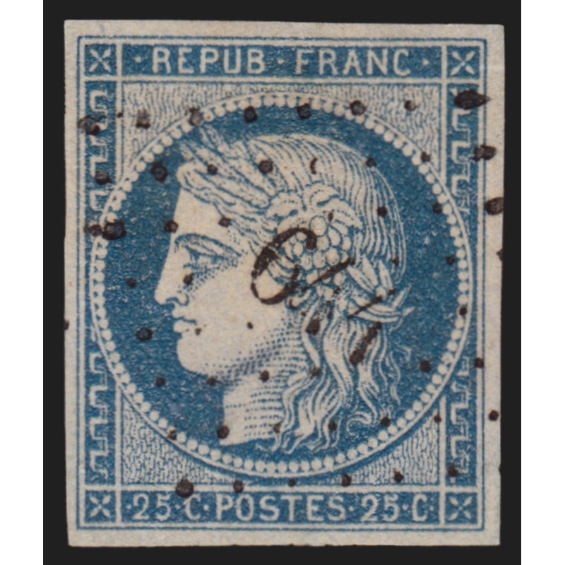 n°4, Cérès 25c bleu-clair, oblitéré PC 644 CASTILLON-SUR-DORDOGNE Gironde n°4, Cérès 25c bleu-clair, oblitéré PC 644 CASTILLON-SUR-DORDOGNE Gironde