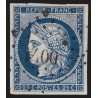 n°4, Cérès 25c bleu, oblitéré PC 1400 GISORS Eure, indice 3 - TB D'ASPECT