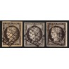 n°3, Cérès 1849, 20c noir en 3 nuances de couleurs différentes - TB