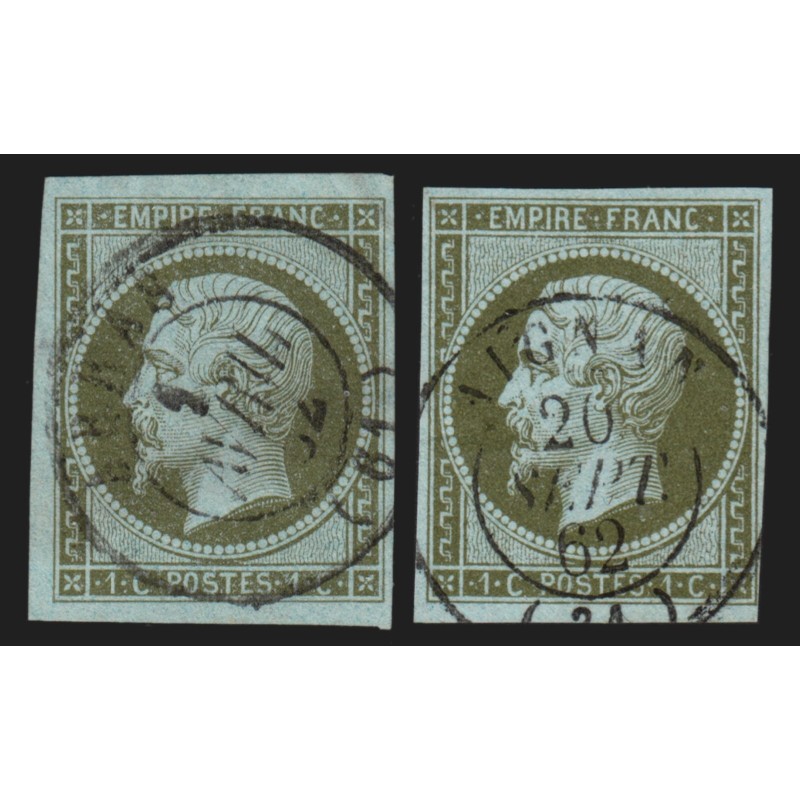 n°11/11a, les 2 nuances, Napoléon 1c olive et bronze, oblitérés - TB D'ASPECT