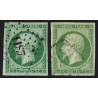 n°12/12a, les 2 nuances, 5c vert et 5c vert-jaune, oblitérés - TB D'ASPECT