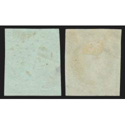 n°12/12a, les 2 nuances, 5c vert et 5c vert-jaune, oblitérés - TB D'ASPECT