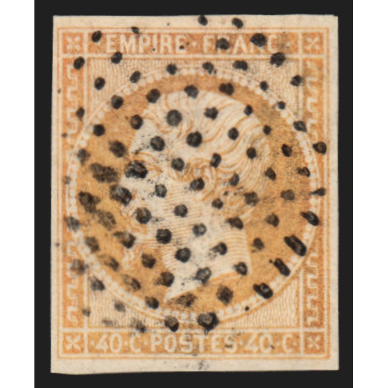 n°16, Napoléon 40c orange-pâle, oblitéré cercle de points bouchon - TB
