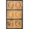 n°13A x3 nuances de couleurs, en paires, Napoléon 10c bistre, Type I - B/TB