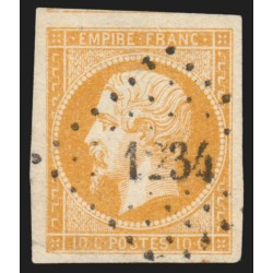 n°13Ab, Napoléon 10c bistre-orange, oblitéré PC 1234 EYMET Dordogne - TB