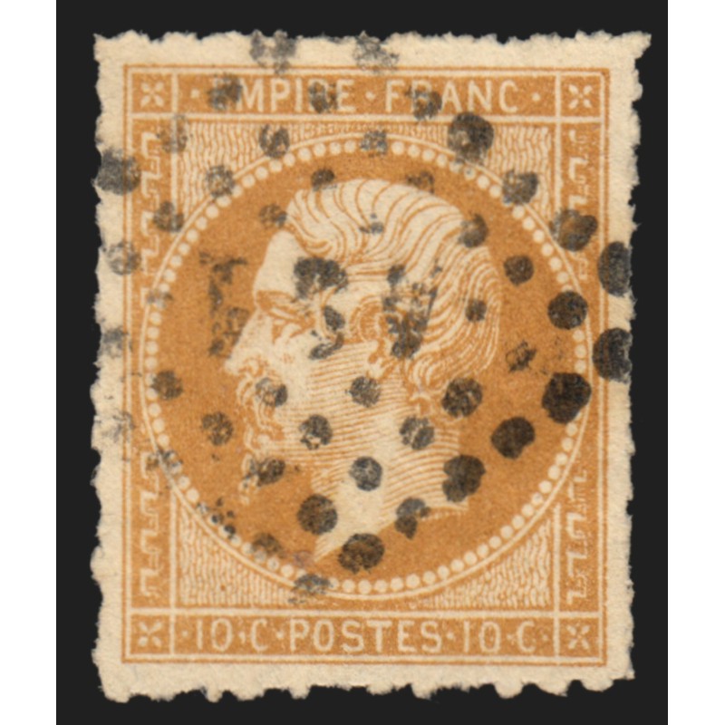 n°13B, percé en lignes, Napoléon 10c brun-clair, Type II, obli Paris AS1 - TB