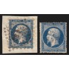 n°14A, piquage Susse + percé en ligne, 20c bleu, oblitérés - B/TB