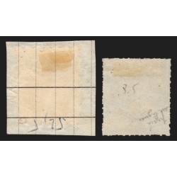 n°14A, piquage Susse + percé en ligne, 20c bleu, oblitérés - B/TB