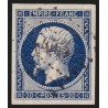 n°14Aa, Napoléon non-dentelé 20c bleu-foncé, oblitéré - TTB