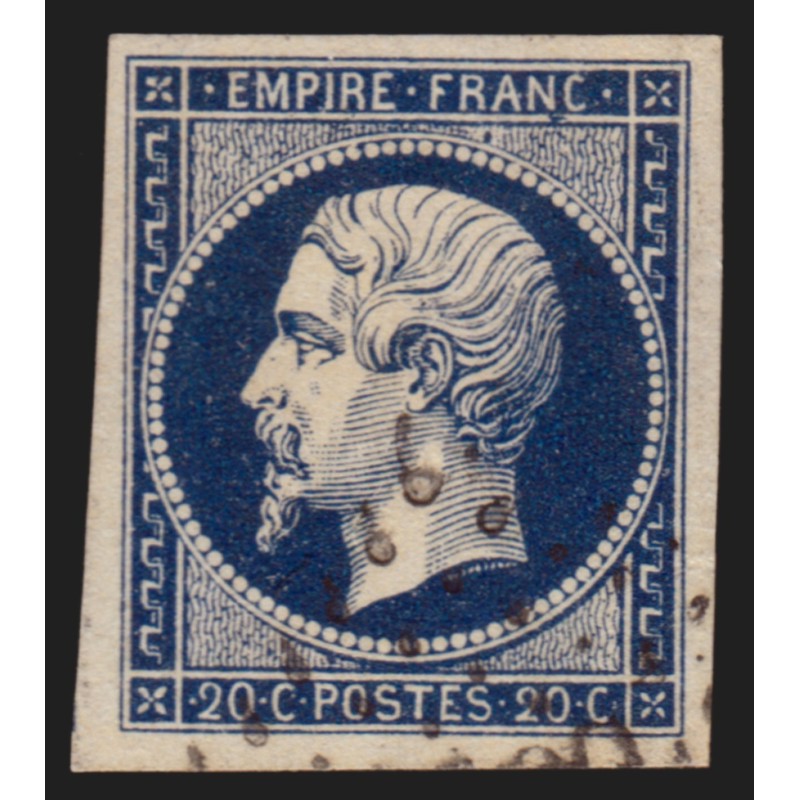 n°14Ab, Napoléon non-dentelé, 20c BLEU-NOIR, oblitéré - TB