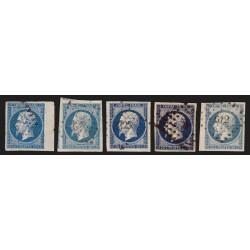 n°14A, 20c bleu, Type I, joli nuancier de couleurs - TTB D'ASPECT