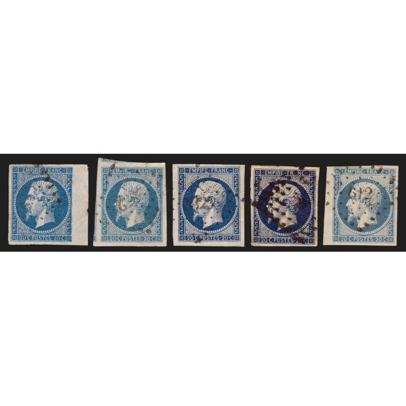 n°14A, 20c bleu, Type I, joli nuancier de couleurs - TTB D'ASPECT