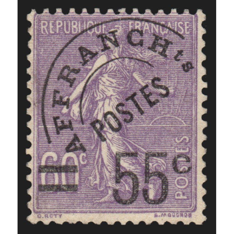 Préoblitérés n°47, Semeuse lignée 55c sur 60c violet, neuf (*) sans gomme - TB