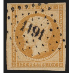 n°13A, 10c bistre, oblitéré PC 1191 ERNEE Mayenne - TB