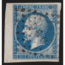 n°14B, bord de feuille, 20c bleu, Type II, oblitéré - SUPERBE