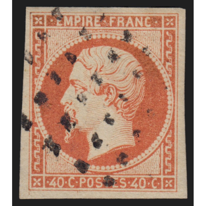 n°16, Napoléon non-dentelé, 40c orange, oblitéré Gros Points - TB n°16, Napoléon non-dentelé, 40c orange, oblitéré Gros Points - TB