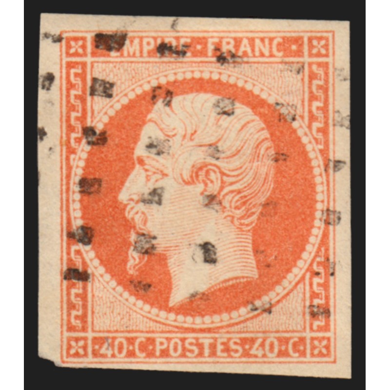 n°16a, Napoléon non-dentelé, 40c orange-vif, oblitéré Gros Points - TB