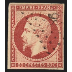 n°17A, Napoléon non-dentelé, 80c carmin, oblitéré, signé CALVES - TB