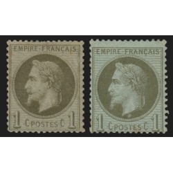 n°25/25a, les 2 nuances, Lauré 1c vert-bronze + vert-olive, neufs * - B/TB