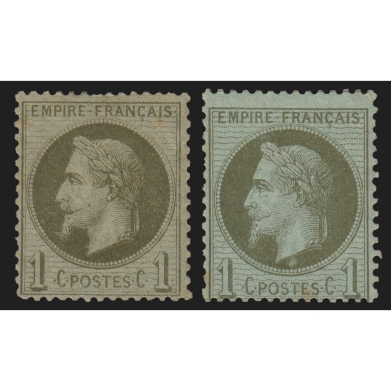 n°25/25a, les 2 nuances, Lauré 1c vert-bronze + vert-olive, neufs * - B/TB n°25/25a, les 2 nuances, Lauré 1c vert-bronze + vert-olive, neufs * - B/TB