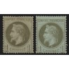 n°25/25a, les 2 nuances, Lauré 1c vert-bronze + vert-olive, neufs * - B/TB