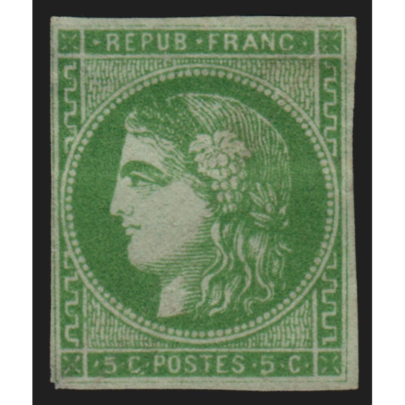 n°42B, Cérès Bordeaux, 5c vert-jaune, neuf (*) sans gomme - BEAU n°42B, Cérès Bordeaux, 5c vert-jaune, neuf (*) sans gomme - BEAU