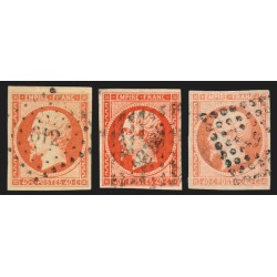 n°16, en 3 nuances de couleurs, Napoléon non-dentelé 40c orange - TB