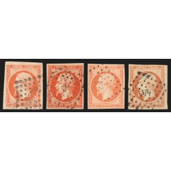 n°16, en 4 nuances de couleurs, Napoléon non-dentelé 40c orange - TB