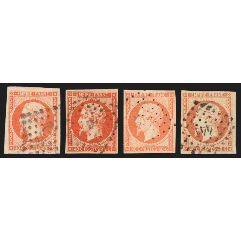 n°16, en 4 nuances de couleurs, Napoléon non-dentelé 40c orange - TB n°16, en 4 nuances de couleurs, Napoléon non-dentelé 40c orange - TB