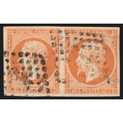 n°16, paire, Napoléon non-dentelé, 40c orange, oblitéré - TB