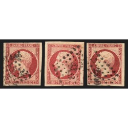 n°17A/17Ab/17Al, 80c carmin + carmin-rose + carmin-foncé - TB D'ASPECT