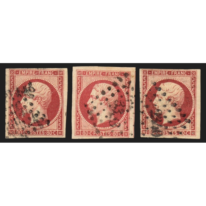 n°17A/17Ab/17Al, 80c carmin + carmin-rose + carmin-foncé - TB D'ASPECT n°17A/17Ab/17Al, 80c carmin + carmin-rose + carmin-foncé - TB D'ASPECT